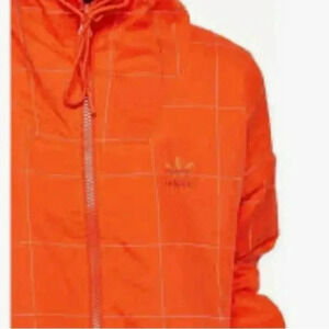 Adidas sleeveless hooded orange athletic stylish full zip lined vest unisex S